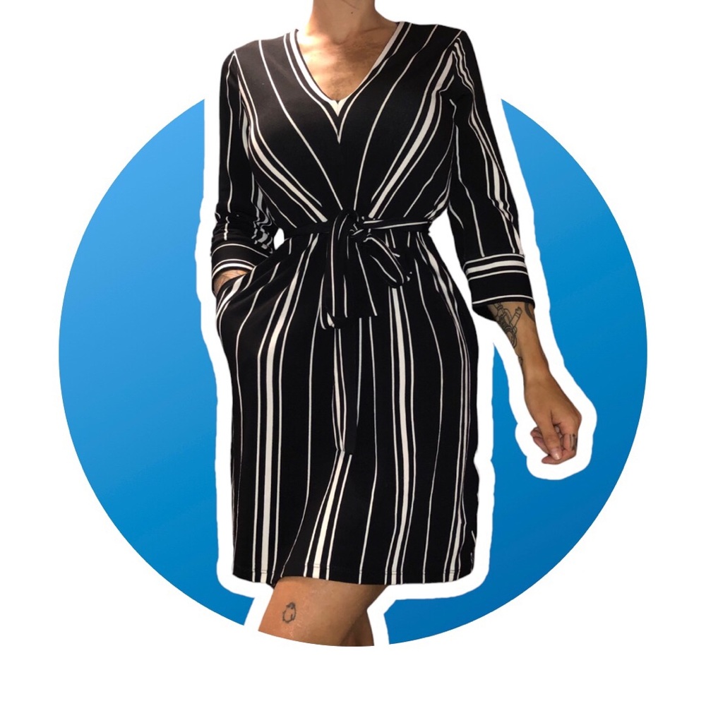 H&M | Striped Dress | Black & White